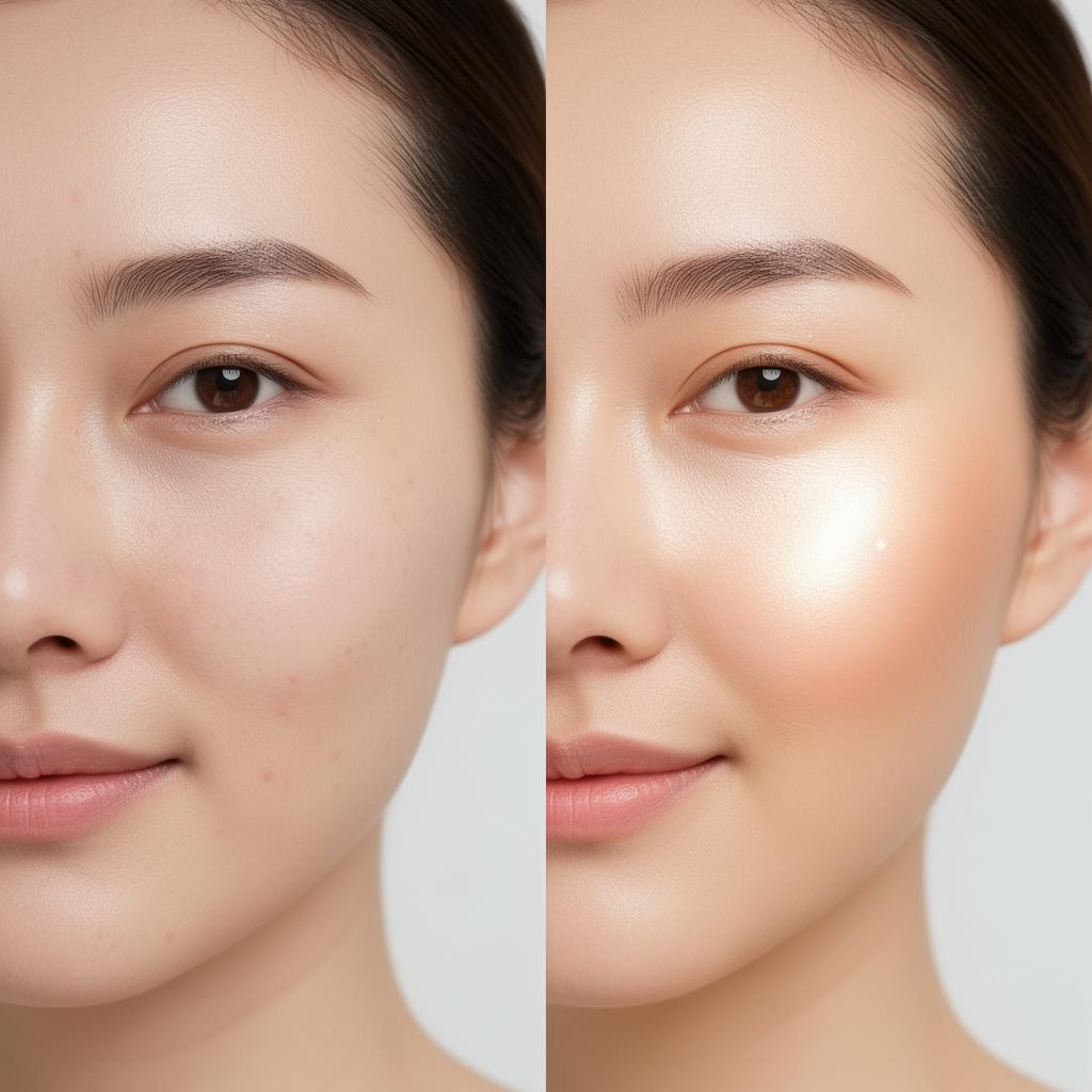 Before and after results from BIODASH LED light therapy skincare device