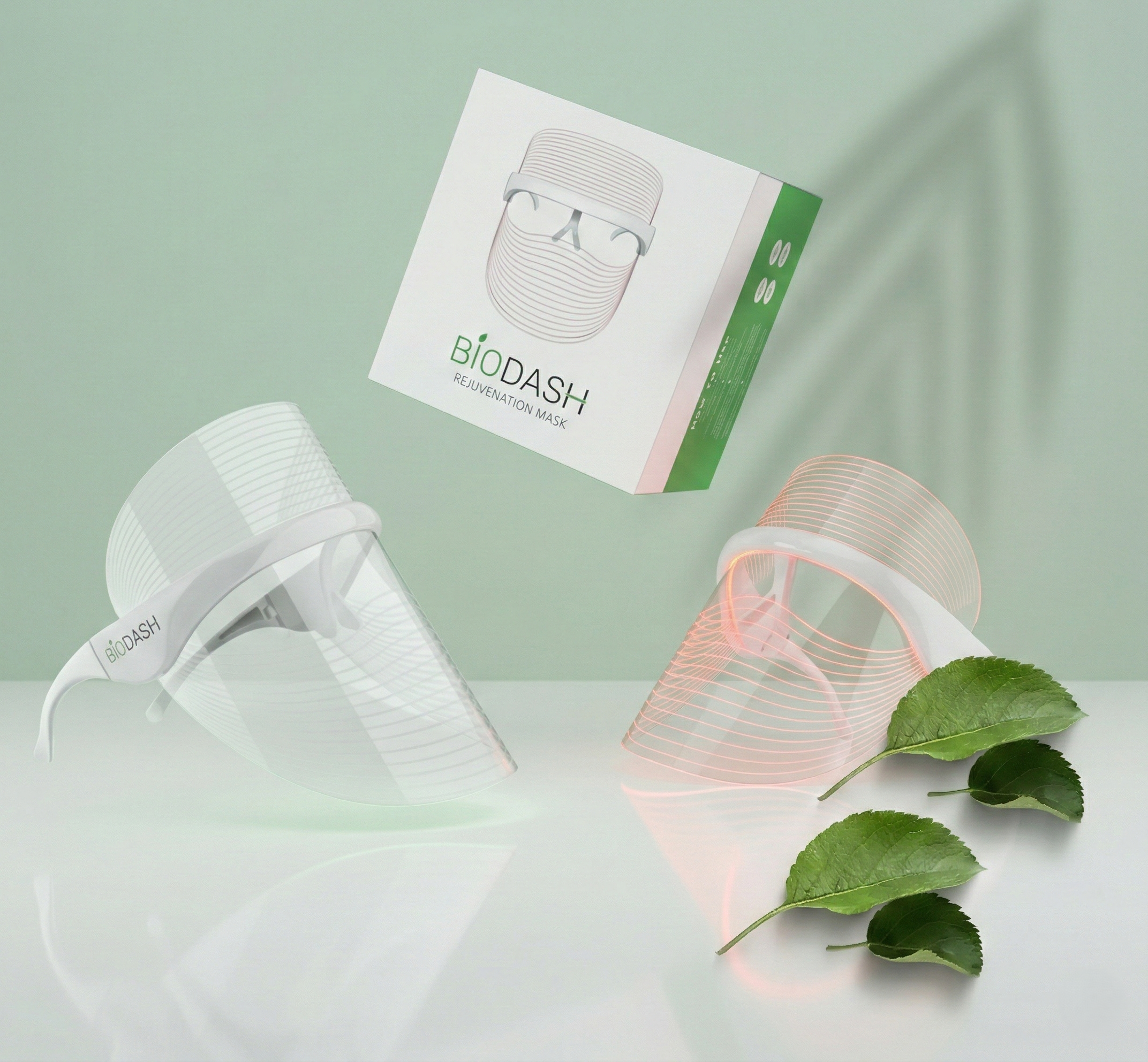 BIODASH LED facial mask device designed for acne and anti-aging treatment